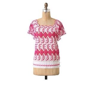 Anthro Vanessa Virginia Embroidered Eyelet Top 6